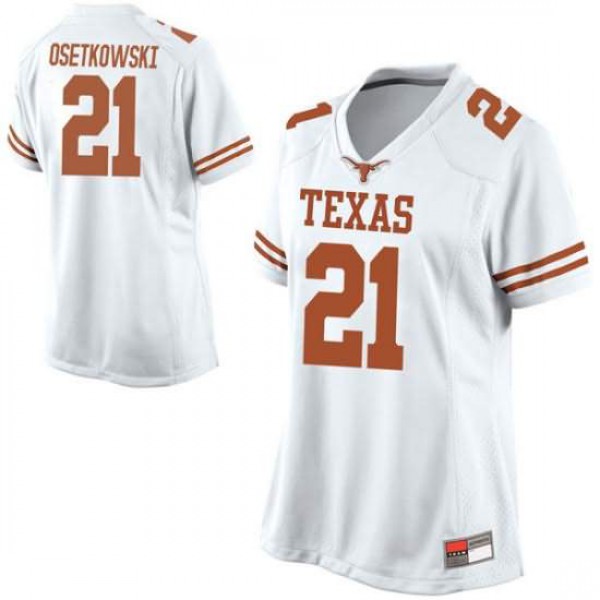 Womens University of Texas #21 Dylan Osetkowski Game Football Jersey White
